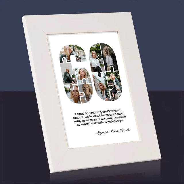 Kształt Ze Zdjęć: 60 Urodziny Puzzle - Ramka Na Zdjęcie