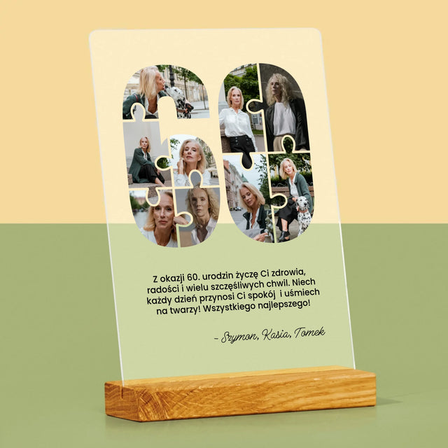 Kształt Ze Zdjęć: 60 Urodziny Puzzle - Wydruk Na Szkle Akrylowym