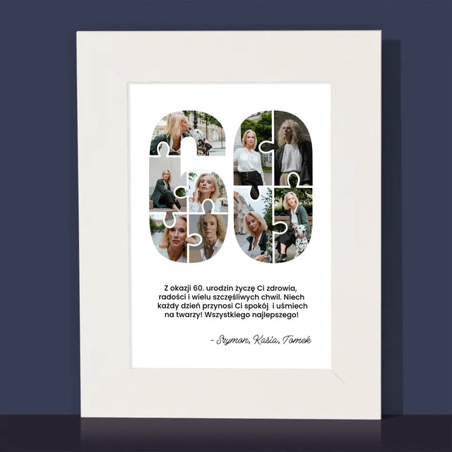 Kształt Ze Zdjęć: 60 Urodziny Puzzle - Ramka Na Zdjęcie