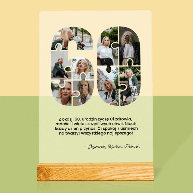 Kształt Ze Zdjęć: 60 Urodziny Puzzle - Wydruk Na Szkle Akrylowym