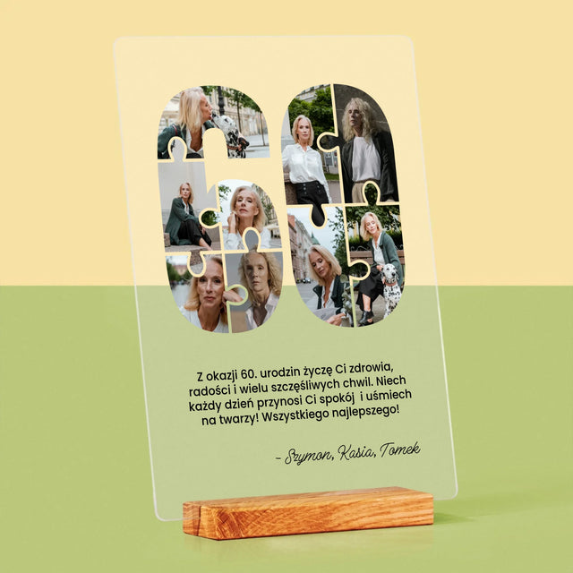 Kształt Ze Zdjęć: 60 Urodziny Puzzle - Wydruk Na Szkle Akrylowym