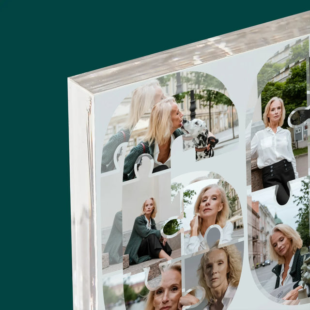 Kształt Ze Zdjęć: 60 Urodziny Puzzle - Blok Akrylowy z Nadrukiem