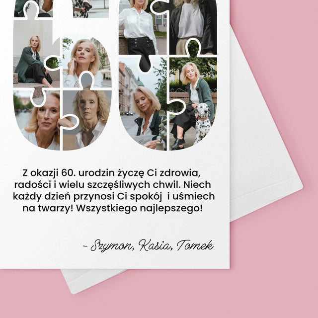 Kształt Ze Zdjęć: 60 Urodziny Puzzle - Kartka z Życzeniami