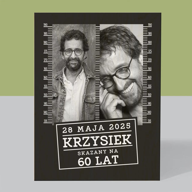 Fotokolaż: Skazany Na 60 Lat - Wydruk Na Drewnie