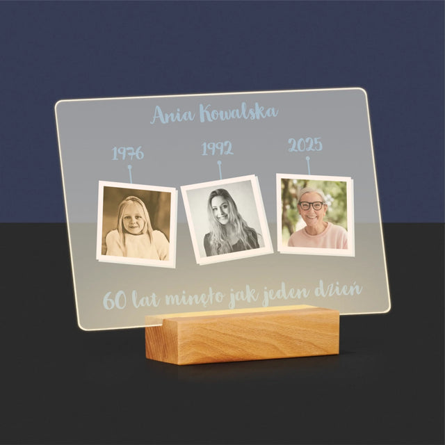Fotokolaż: 60 Lat Minęło Jak Jeden Dzień - Wydruk Na Szkle Akrylowym
