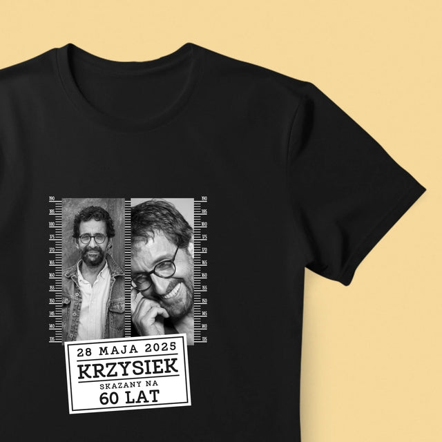 Fotokolaż: Skazany Na 60 Lat - Koszulka Męska z Nadrukiem