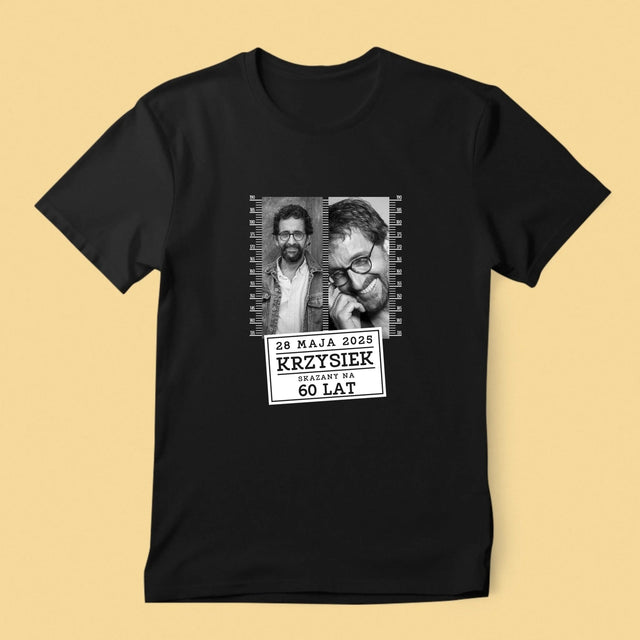 Fotokolaż: Skazany Na 60 Lat - Koszulka Męska z Nadrukiem