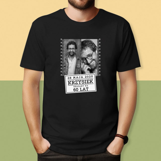 Fotokolaż: Skazany Na 60 Lat - Koszulka Męska z Nadrukiem