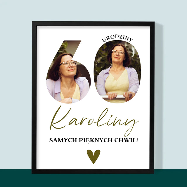 Słowo Ze Zdjęć: 60 Urodziny Samych Pięknych Chwil - Wydruk Obramowany