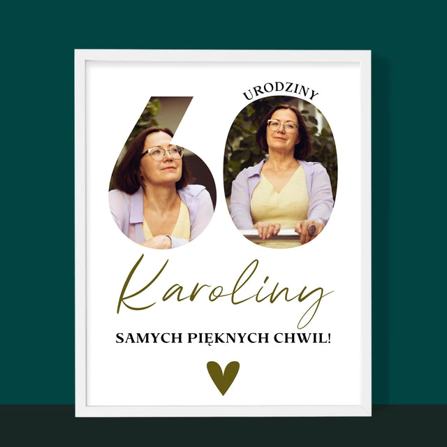 Słowo Ze Zdjęć: 60 Urodziny Samych Pięknych Chwil - Wydruk Obramowany