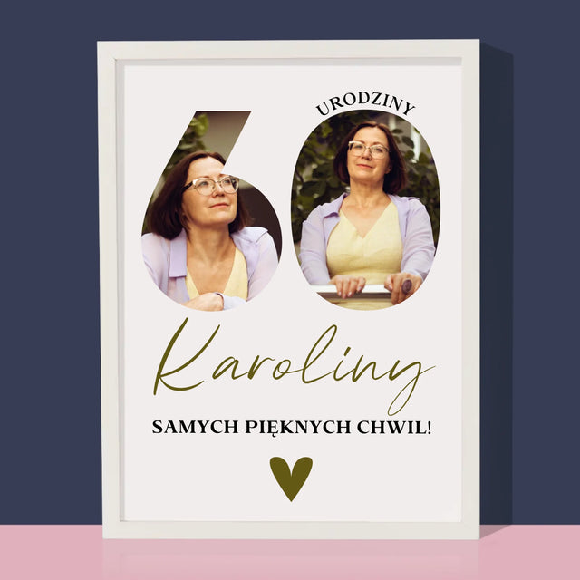 Słowo Ze Zdjęć: 60 Urodziny Samych Pięknych Chwil - Wydruk Obramowany