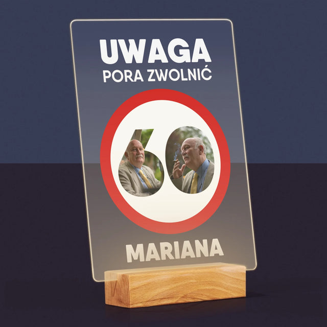 Słowo Ze Zdjęć: 60 Pora Zwolnić - Wydruk Na Szkle Akrylowym