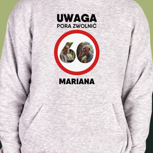 Słowo Ze Zdjęć: 60 Pora Zwolnić - Bluza Męska z Kapturem