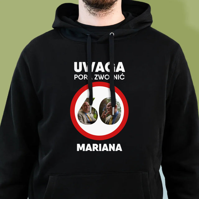 Słowo Ze Zdjęć: 60 Pora Zwolnić - Bluza Męska z Kapturem