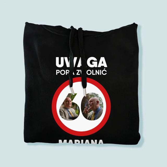 Słowo Ze Zdjęć: 60 Pora Zwolnić - Bluza Męska z Kapturem