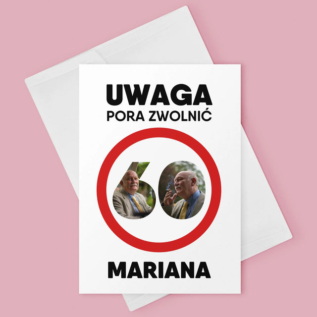 Słowo Ze Zdjęć: 60 Pora Zwolnić - Kartka z Życzeniami