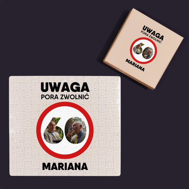 Słowo Ze Zdjęć: 60 Pora Zwolnić - Personalizowane Puzzle