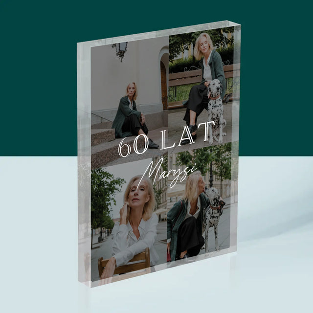 Fotokolaż: 60 Lat Klasyczny - Blok Akrylowy z Nadrukiem