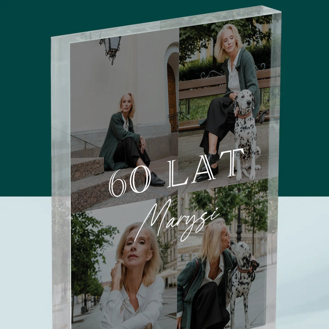 Fotokolaż: 60 Lat Klasyczny - Blok Akrylowy z Nadrukiem