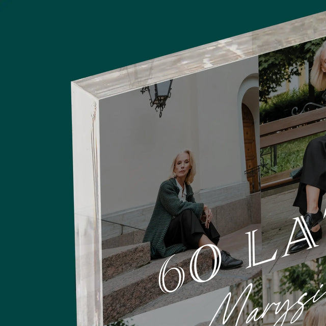 Fotokolaż: 60 Lat Klasyczny - Blok Akrylowy z Nadrukiem