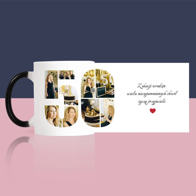 Kształt Ze Zdjęć: 50 Urodziny Życzenia - Kubek z Nadrukiem