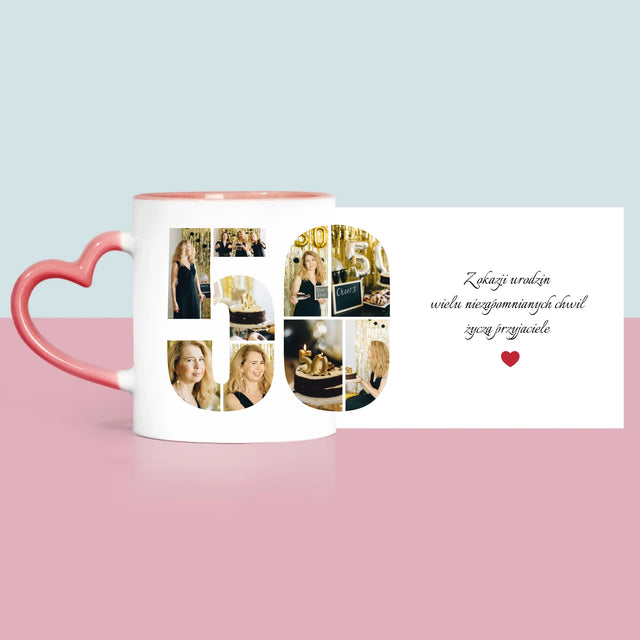 Kształt Ze Zdjęć: 50 Urodziny Życzenia - Kubek z Nadrukiem