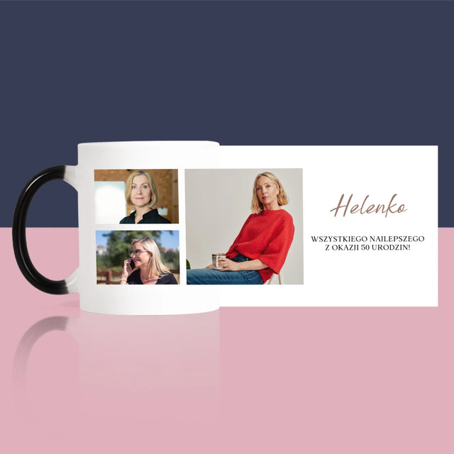 Fotokolaż: Wszystkiego Najlepszego Z Okazji 50 Urodzin - Kubek z Nadrukiem