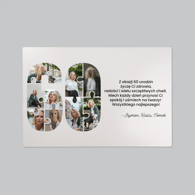 Kształt Ze Zdjęć: 60 Urodziny Puzzle - Podkładka Na Biurko