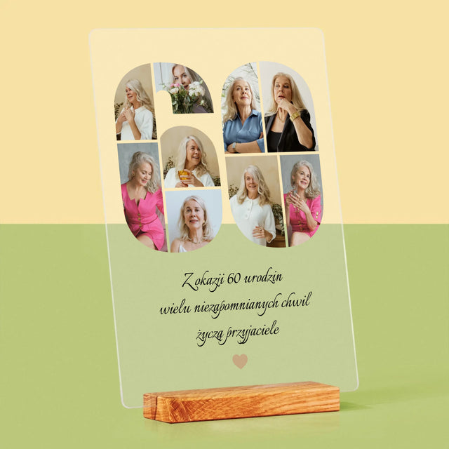 Kształt Ze Zdjęć: 60 Urodziny Życzenia - Wydruk Na Szkle Akrylowym