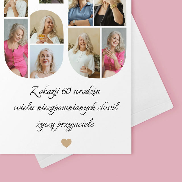 Kształt Ze Zdjęć: 60 Urodziny Życzenia - Kartka z Życzeniami
