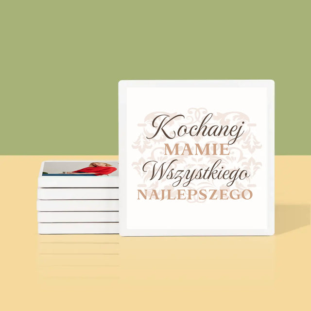 Słowo Ze Zdjęć: Kochanej Mamie z Okazji 60 Urodzin - Podkładki Pod Kubki
