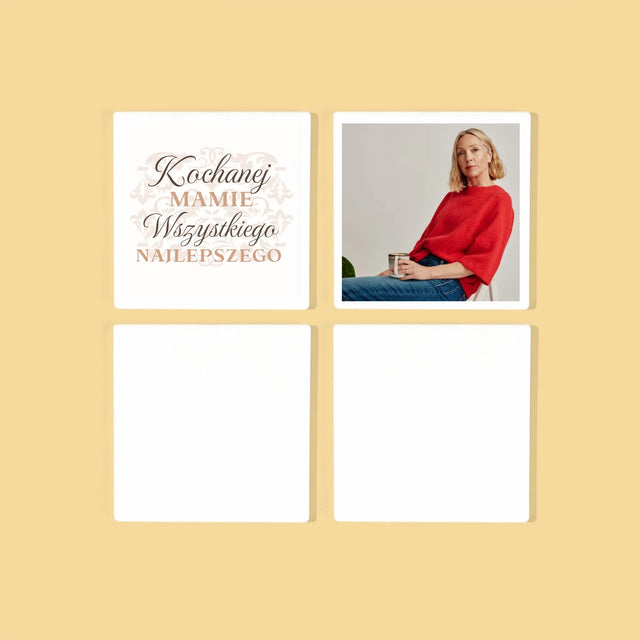 Słowo Ze Zdjęć: Kochanej Mamie z Okazji 60 Urodzin - Podkładki Pod Kubki