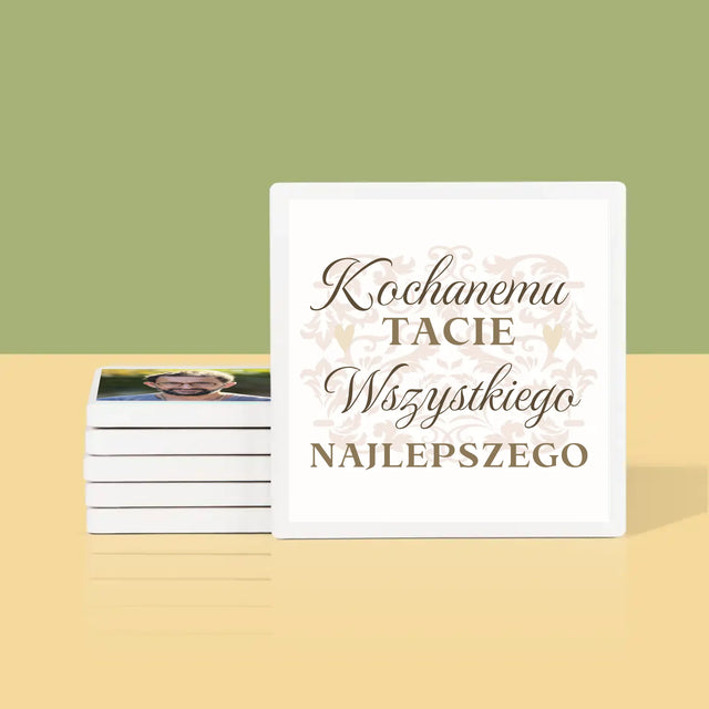 Słowo Ze Zdjęć: Kochanemu Tacie z Okazji 60 Urodzin - Podkładki Pod Kubki