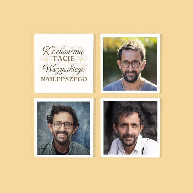 Słowo Ze Zdjęć: Kochanemu Tacie z Okazji 60 Urodzin - Podkładki Pod Kubki