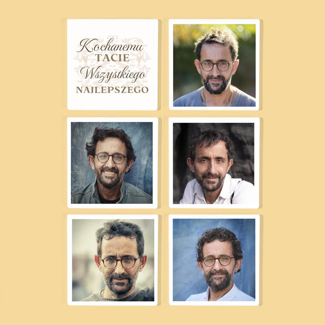 Słowo Ze Zdjęć: Kochanemu Tacie z Okazji 60 Urodzin - Podkładki Pod Kubki