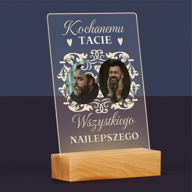 Słowo Ze Zdjęć: Kochanemu Tacie z Okazji 60 Urodzin - Wydruk Na Szkle Akrylowym
