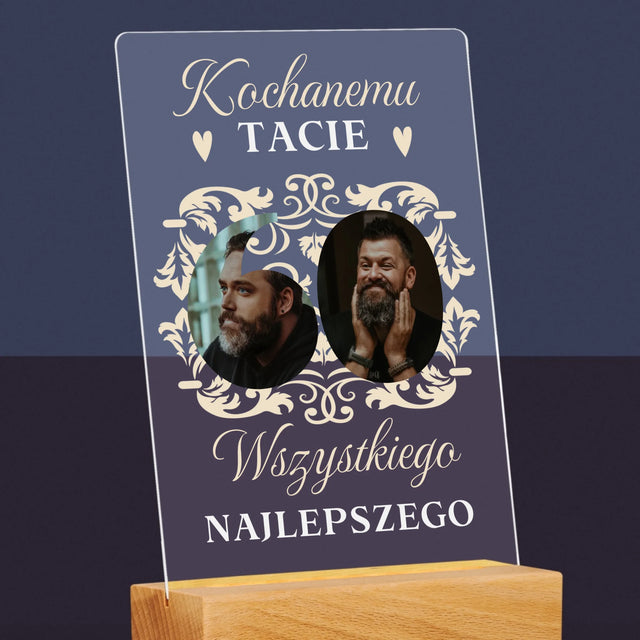 Słowo Ze Zdjęć: Kochanemu Tacie z Okazji 60 Urodzin - Wydruk Na Szkle Akrylowym