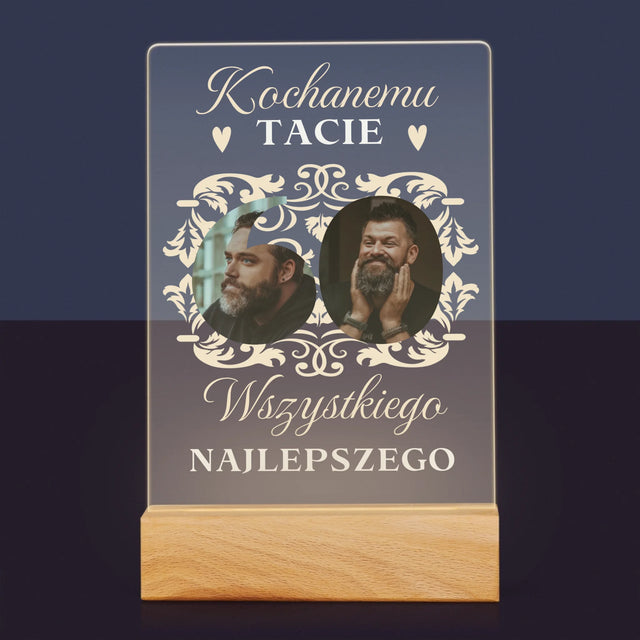 Słowo Ze Zdjęć: Kochanemu Tacie z Okazji 60 Urodzin - Wydruk Na Szkle Akrylowym