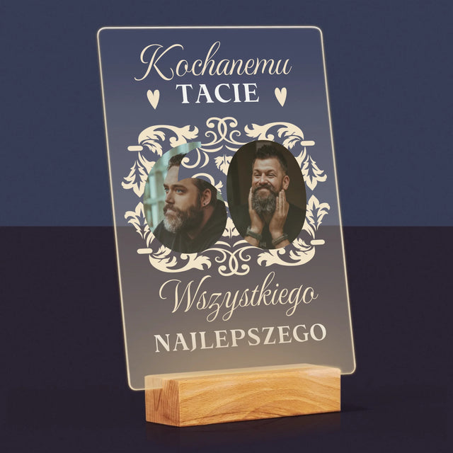 Słowo Ze Zdjęć: Kochanemu Tacie z Okazji 60 Urodzin - Wydruk Na Szkle Akrylowym