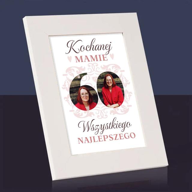 Słowo Ze Zdjęć: Kochanej Mamie z Okazji 60 Urodzin - Ramka Na Zdjęcie