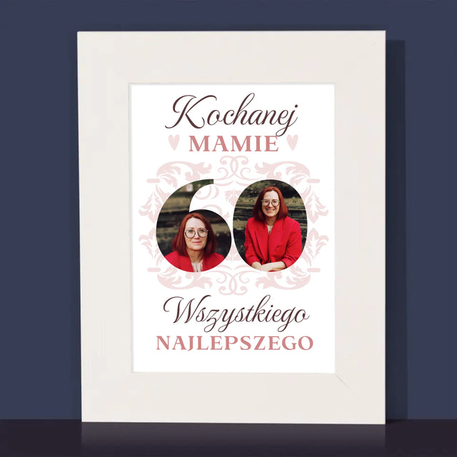 Słowo Ze Zdjęć: Kochanej Mamie z Okazji 60 Urodzin - Ramka Na Zdjęcie
