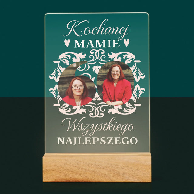 Słowo Ze Zdjęć: Kochanej Mamie z Okazji 60 Urodzin - Wydruk Na Szkle Akrylowym