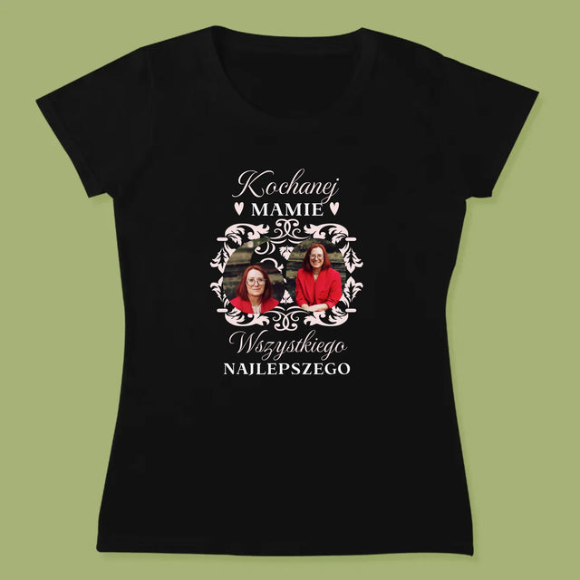 Słowo Ze Zdjęć: Kochanej Mamie z Okazji 60 Urodzin - Koszulka Damska z Nadrukiem