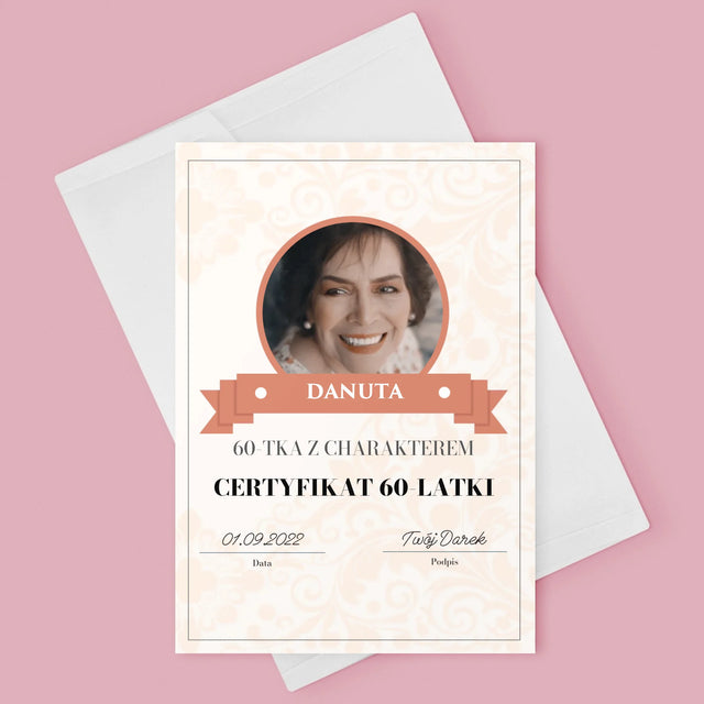 Certyfkat: Certyfikat 60-Latki - Kartka z Życzeniami