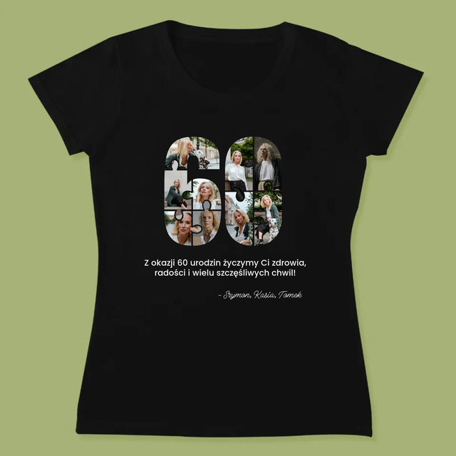 Kształt Ze Zdjęć: 60 Urodziny Puzzle - Koszulka Damska z Nadrukiem