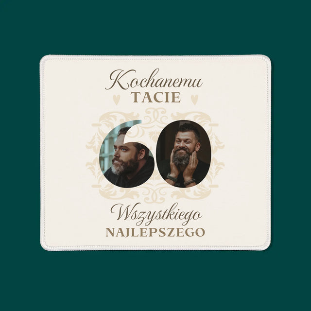 Słowo Ze Zdjęć: Kochanemu Tacie z Okazji 60 Urodzin - Podkładka Pod Myszkę