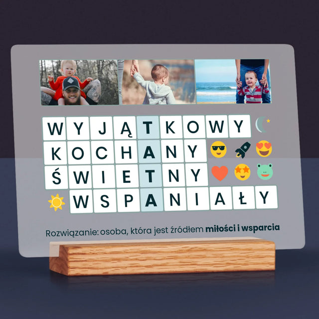 Zdjęcie i Podpis: Tata Krzyżówka - Wydruk Na Szkle Akrylowym