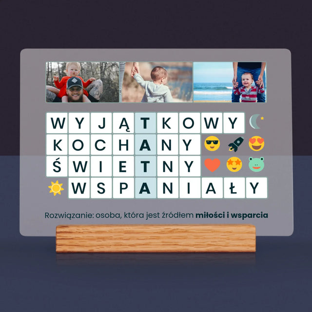 Zdjęcie i Podpis: Tata Krzyżówka - Wydruk Na Szkle Akrylowym