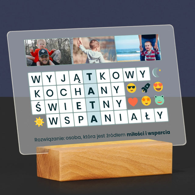 Zdjęcie i Podpis: Tata Krzyżówka - Wydruk Na Szkle Akrylowym