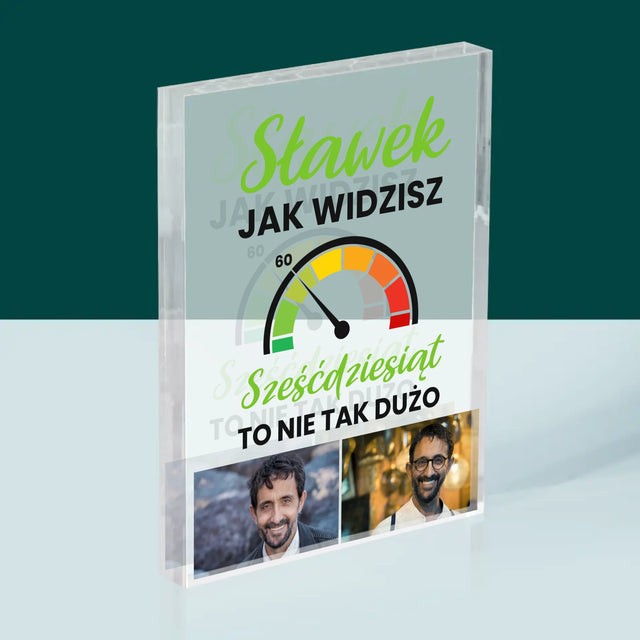 Fotokolaż: 60 Licznik - Blok Akrylowy z Nadrukiem